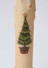 Load image into Gallery viewer, Grinch Tree LED Timer Taper Candle: Cream Top dusted