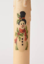 Load image into Gallery viewer, Vintage Snowman LED Timer Taper Candle: Fully Dusted