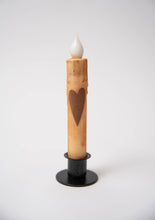 Load image into Gallery viewer, Primitive Heart LED Timer Taper Candle: Top Dipped