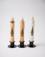 Load image into Gallery viewer, Grinch Tree LED Timer Taper Candle: Cream Top dusted