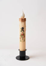 Load image into Gallery viewer, Vintage Snowman LED Timer Taper Candle: Fully Dusted