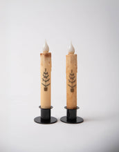 Load image into Gallery viewer, Primitive Feather Christmas Tree LED Timer Taper Candle: Top Dusted