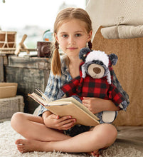 Load image into Gallery viewer, Super Soft Plush - Red Plaid Outfit - Black Bear
