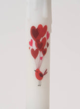 Load image into Gallery viewer, Red Bird with Heart Balloons LED Timer Taper Candle

