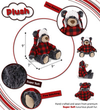 Load image into Gallery viewer, Super Soft Plush - Red Plaid Outfit - Black Bear
