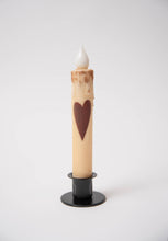 Load image into Gallery viewer, Primitive Heart LED Timer Taper Candle: Top Dipped
