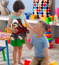 Load image into Gallery viewer, Super Soft Plush - Red Plaid Outfit - Black Bear
