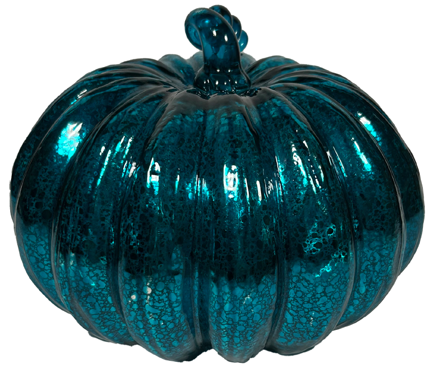Blue Mercury Glass Pumpkin - Lighted