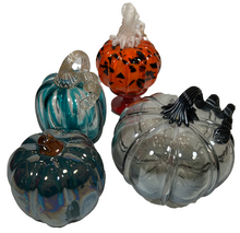 Load image into Gallery viewer, Hand-Blown Glass Pumpkin Collection – Individual or Set – Autumn &amp; Halloween Decor
