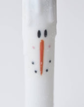 Load image into Gallery viewer, Snowman  LED Timer Taper Candle: White with Diamond Dust

