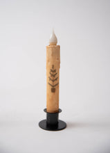 Load image into Gallery viewer, Primitive Feather Christmas Tree LED Timer Taper Candle: Top Dusted

