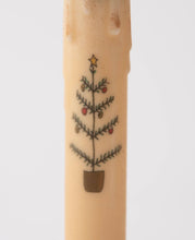 Load image into Gallery viewer, Primitive Feather Christmas Tree LED Timer Taper Candle: Top Dusted

