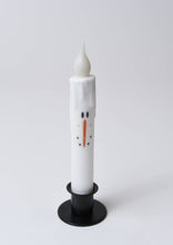Load image into Gallery viewer, Snowman  LED Timer Taper Candle: White with Diamond Dust

