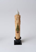 Load image into Gallery viewer, Grinch Tree LED Timer Taper Candle: Cream Top dusted
