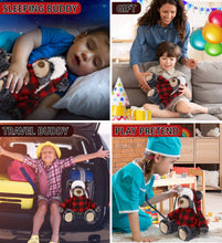 Load image into Gallery viewer, Super Soft Plush - Red Plaid Outfit - Black Bear
