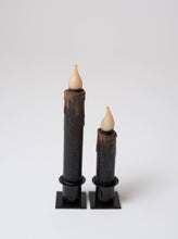 Load image into Gallery viewer, Black Battery Operated LED Timer Taper Candle: 7&quot;
