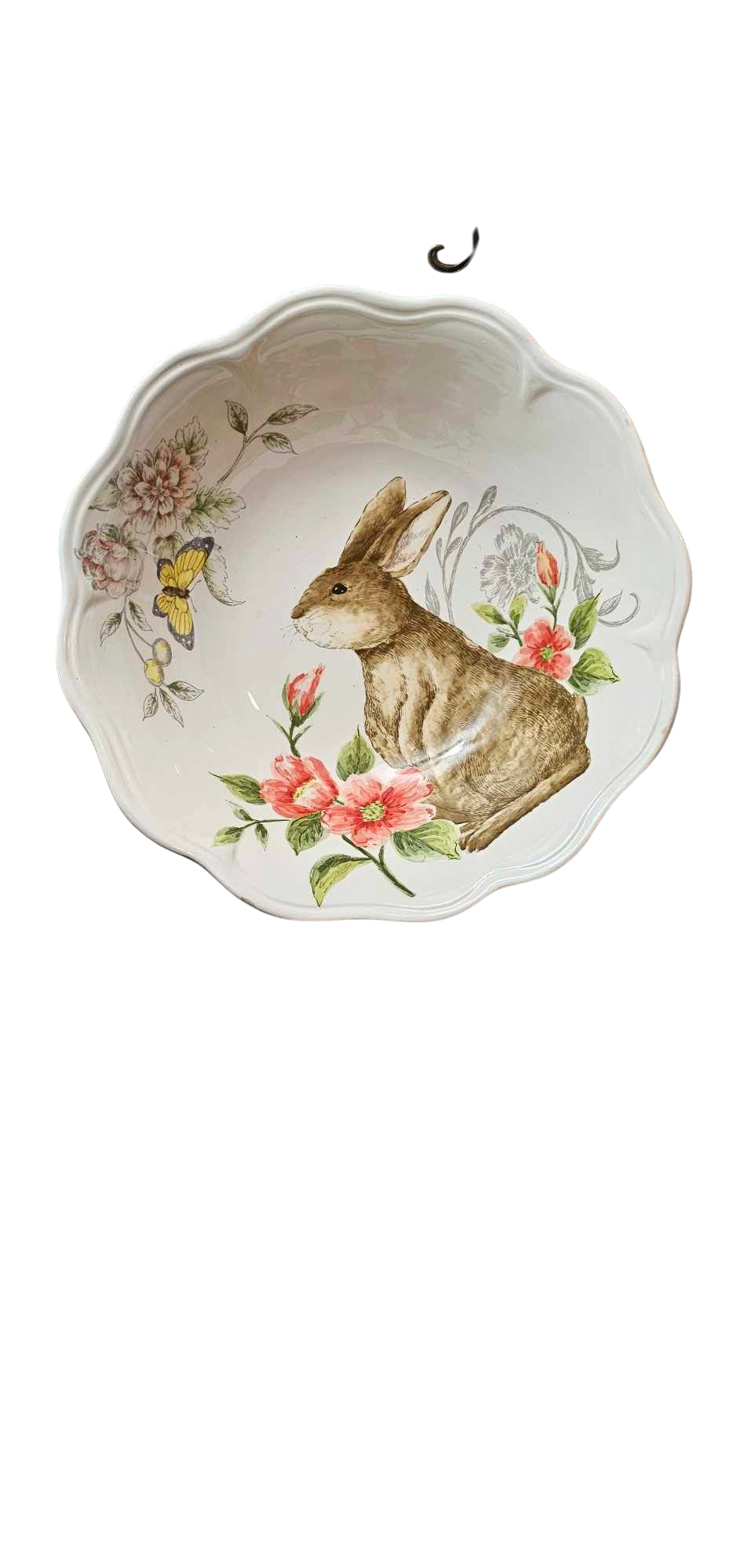 Decorative Easter Bunny Plate with Flowers