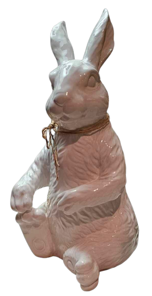 Tall White Ceramic Sitting Bunny Figure